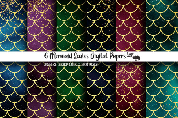Abstract Mermaid Scales Digital Papers Review