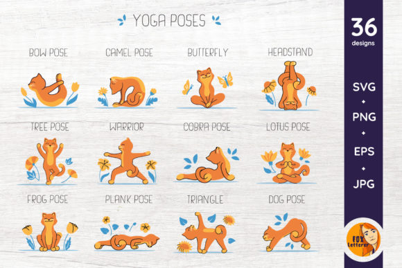 Yoga Bundle. Cats Silhouette Stickers